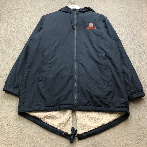 Syracuse Champion Sherpa Lined Stadium Jacket Mens Medium Navy Sideline Coat - Picture 1 of 9
